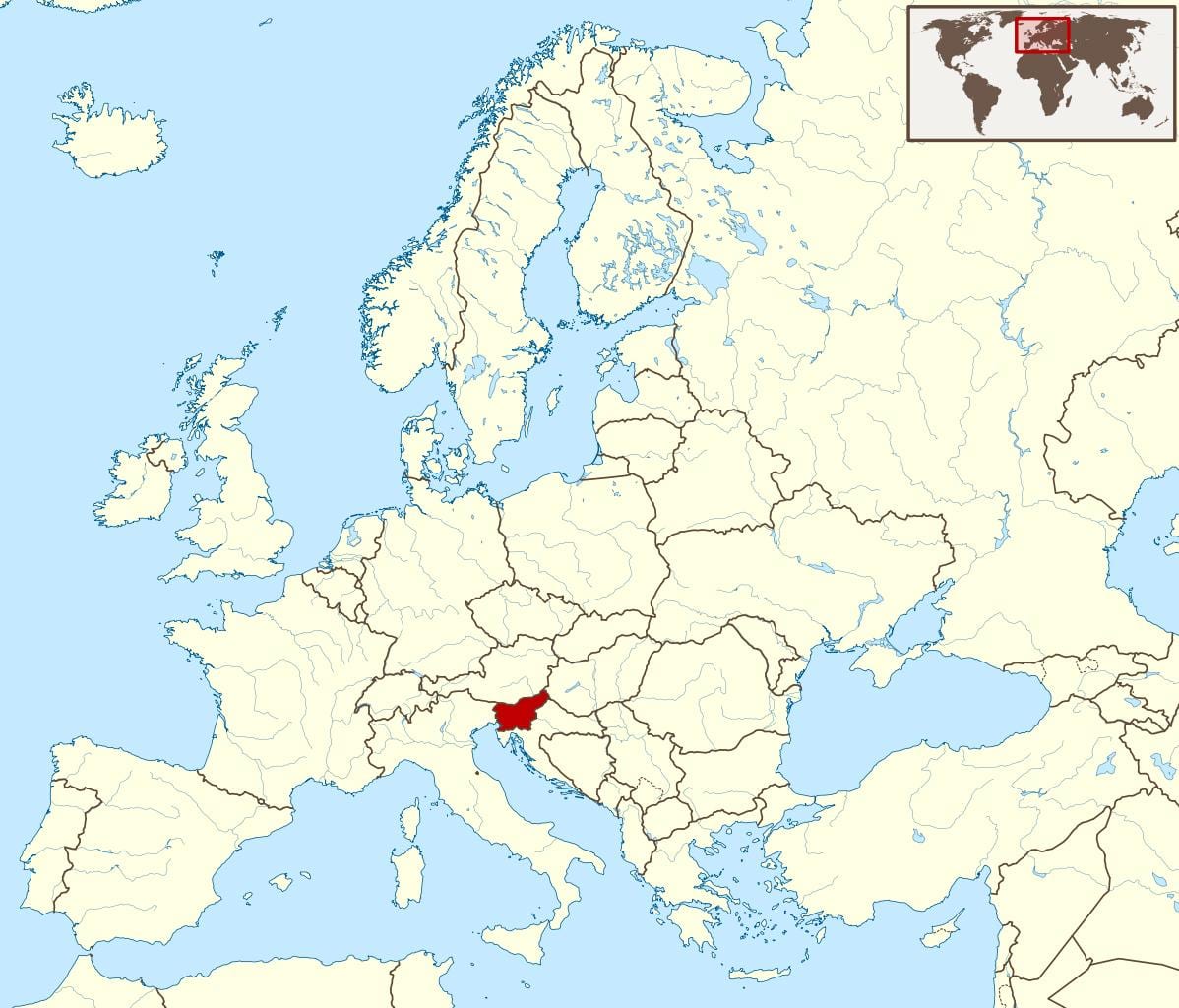 Slovenya dünya haritası üzerinde konum