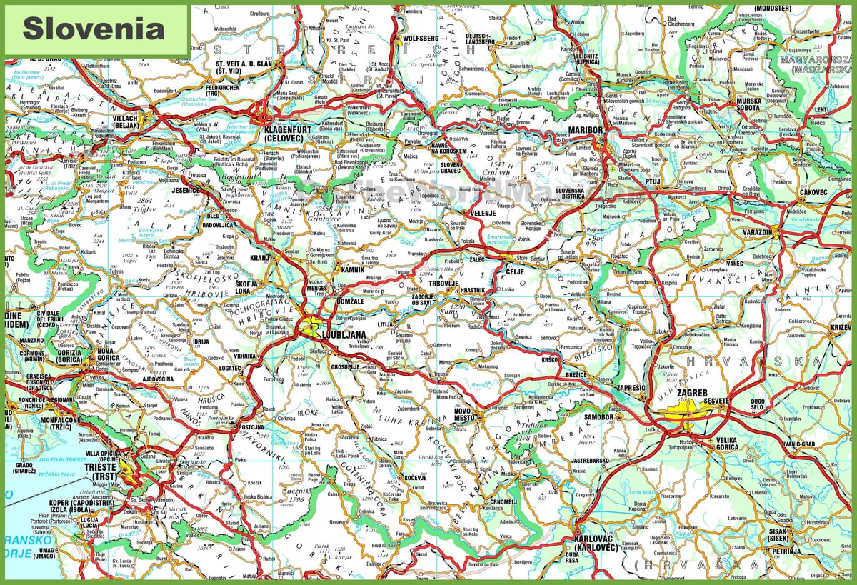 Ayrıntılı Slovenya haritası