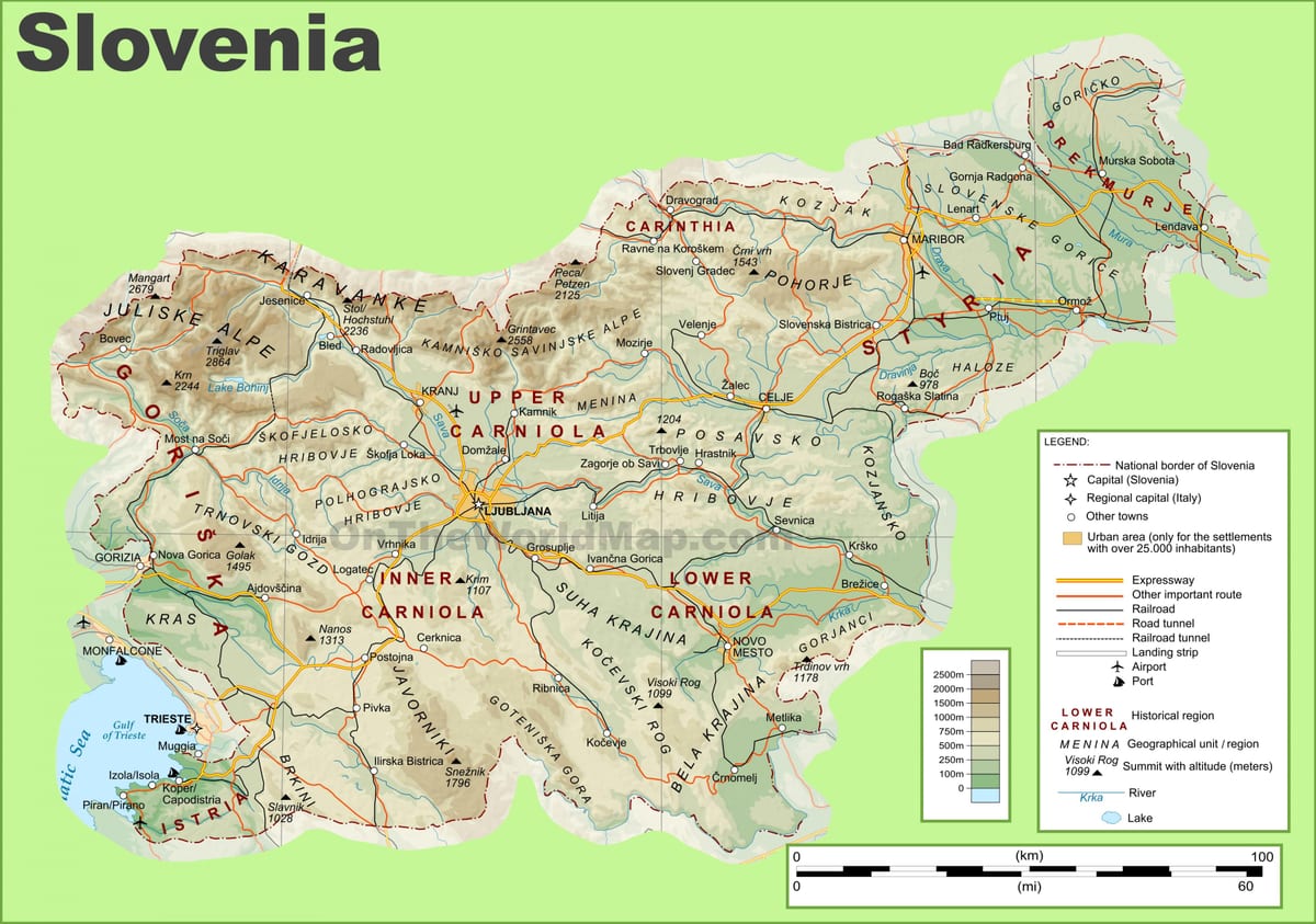 Slovenya fiziki haritası