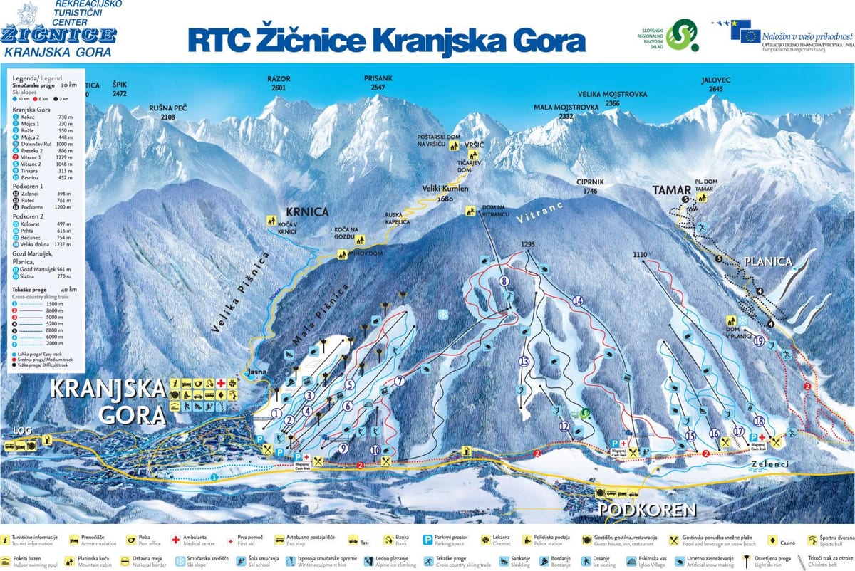 Slovenya kayak merkezleri haritası