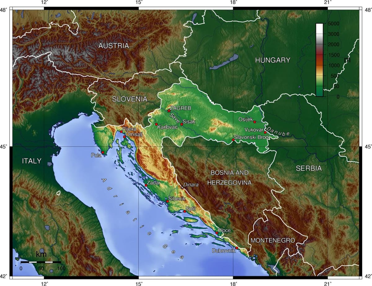 Slovenya haritası topografik