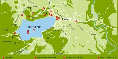 Slovenya haritası lake bled gösteriliyor 